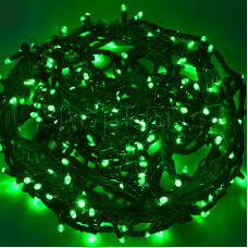 Гирлянда "Твинкл Лайт" 20 м, 240 диодов, цвет зеленый, черный провод "каучук", Neon-Night